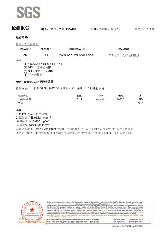 2023SGSj9国际站家居甲醛检测报告中文版